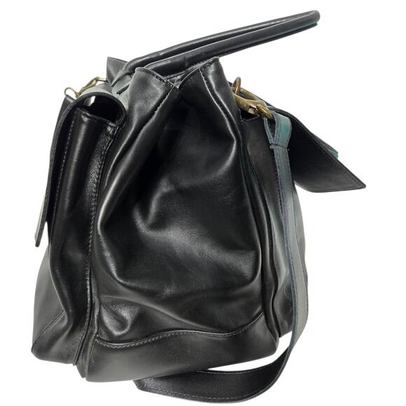 CORSIA Leather Tote Bag Satchel Black Crossbody Strap Handle Carryall Structured - Picture 4 of 15